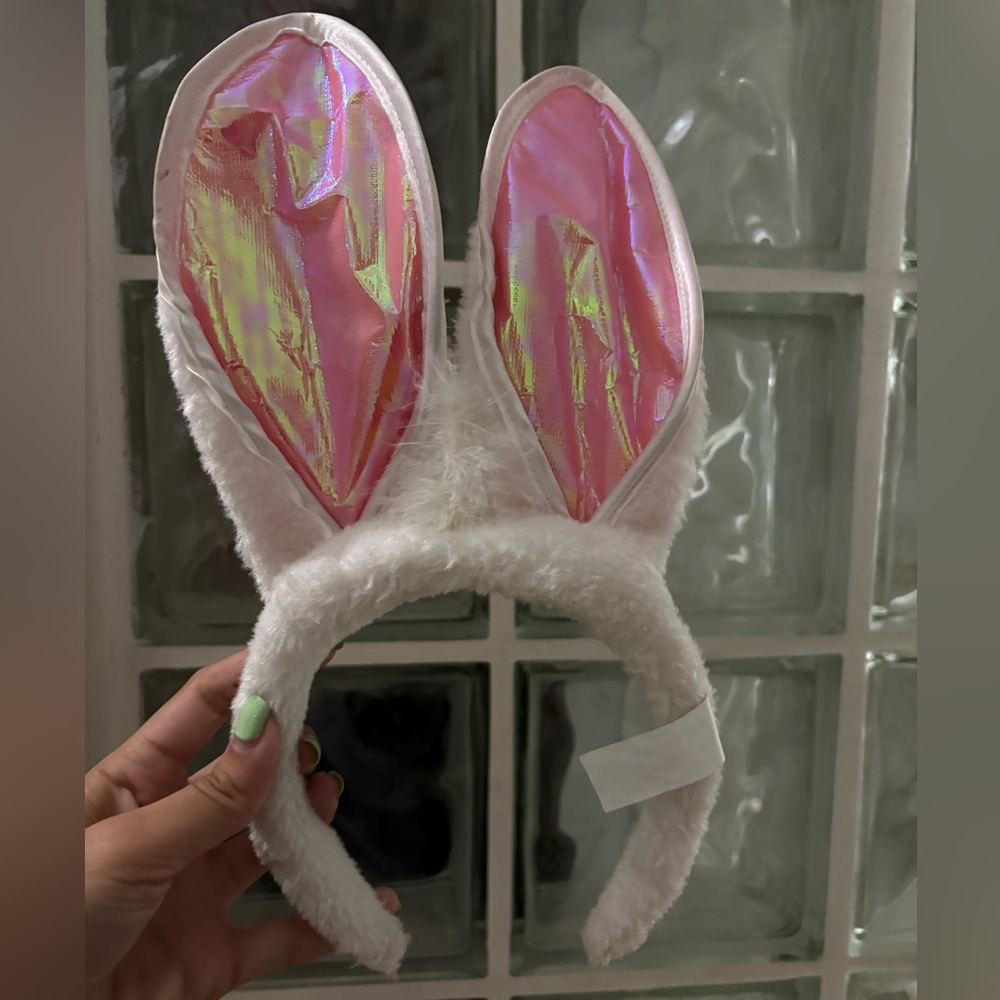 Dolls Kill Pink and White Bunny Ear Headband
